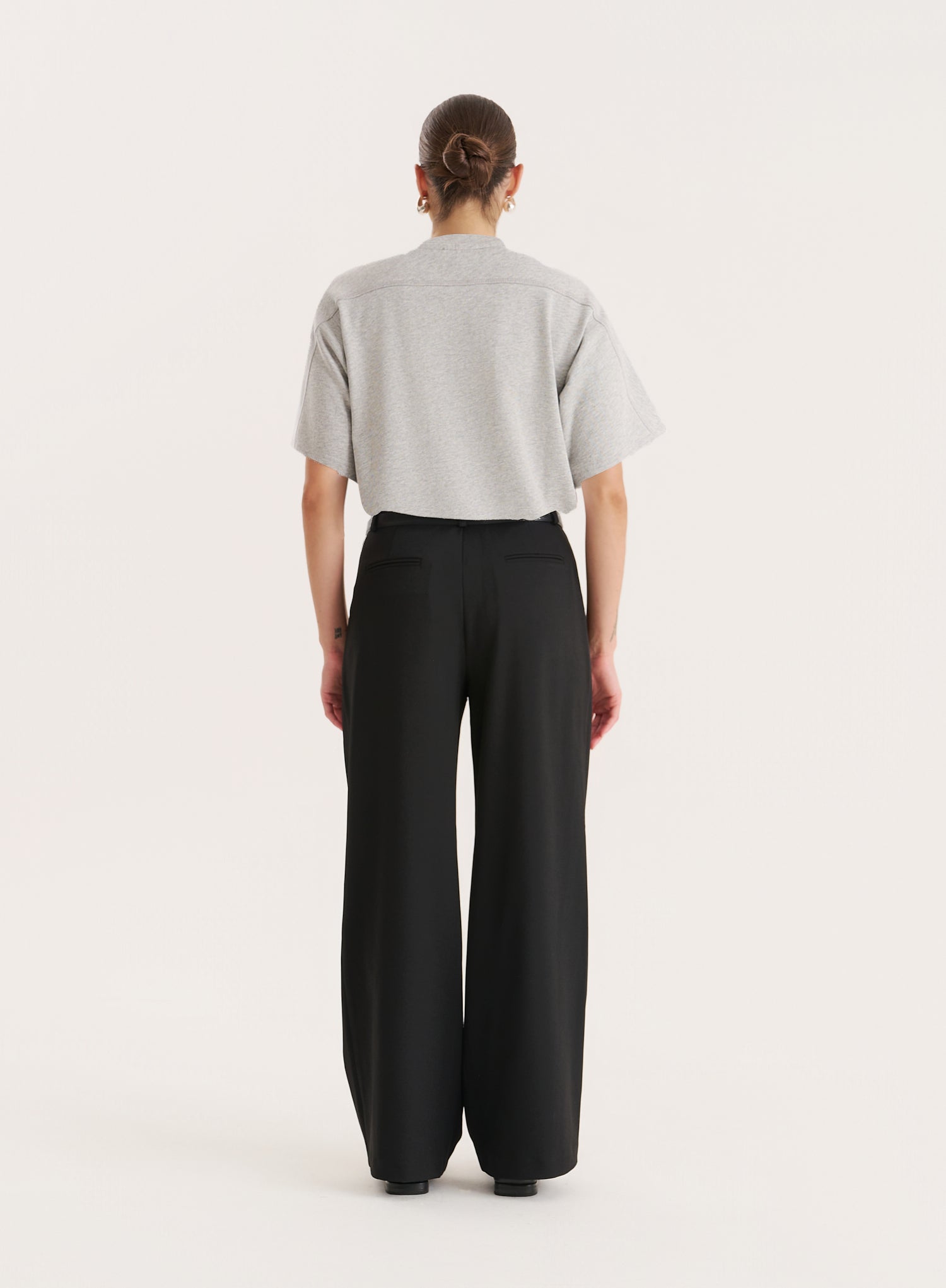 Black Belted Tailored Wide Leg Trouser